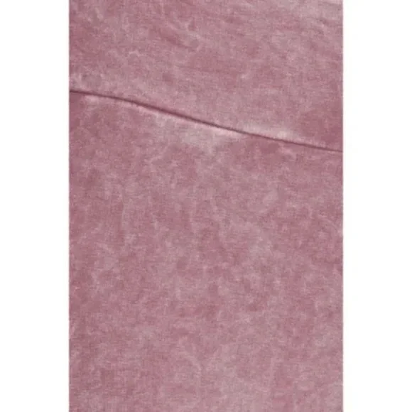 Dusty Rose Mineral Wash French Terry Flared Bell Bottom Pull On Pants w/ Pockets - Picture 4 of 5